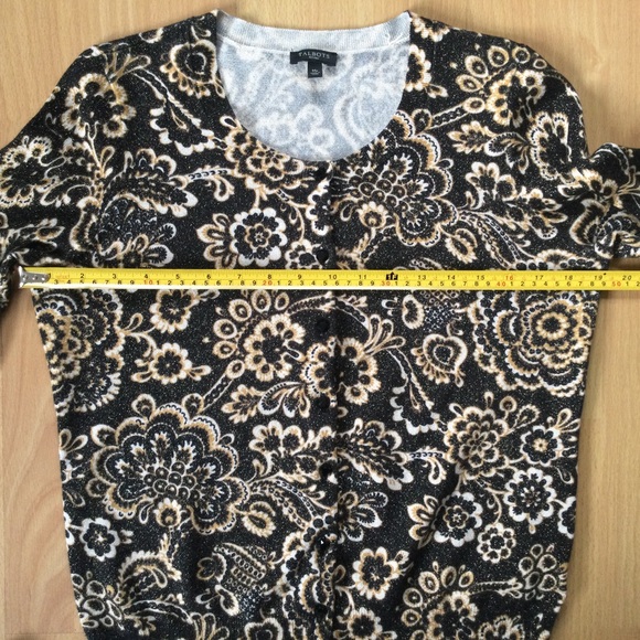 Talbots Gold Metallic Medium Petite Cardigan Holiday Party - Picture 9 of 11